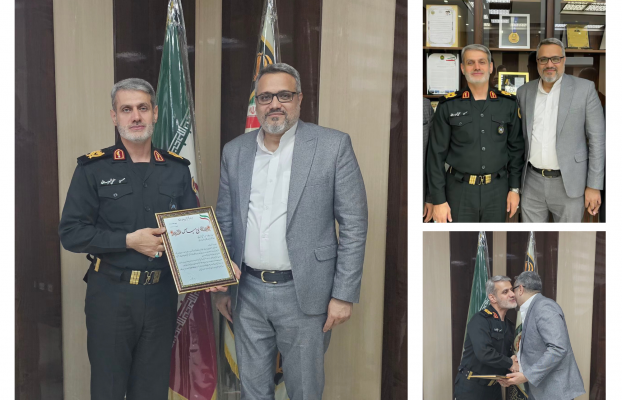 دیدار دکتر مقداد محمودی مدیر عامل شرکت صنعتی بهپاک بهشهر با سردار حسن مفخمی شهرستانی فرمانده نیروی انتظامی استان مازندران